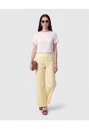 Pantalón Bota Ancha Pretina Ancha Para Mujer Amarillo Patprimo