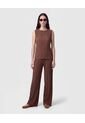 Pantalón Fluido Plisado   Para Mujer Café Patprimo de Patprimo