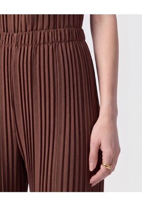 Pantalón Fluido Plisado Para Mujer Café Patprimo