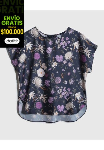 Blusa Para Mujer Manga Corta Color Azul Oscuro Marca Patprimo #30123351 Patprimo