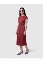 Vestido Unicolor Con Cinturón   Para Mujer Vino Patprimo de Patprimo