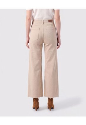 Jean Culotte De Tiro Alto Con Ruedo Desflecado  Para Mujer Beige Patprimo
