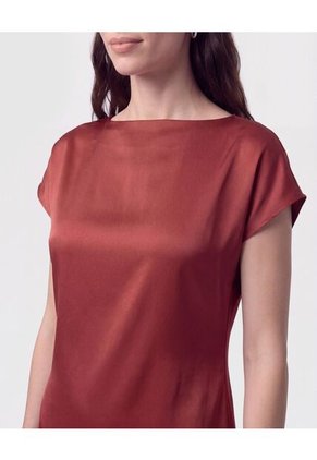 Vestido Unicolor Con Cinturón Para Mujer Vino Patprimo