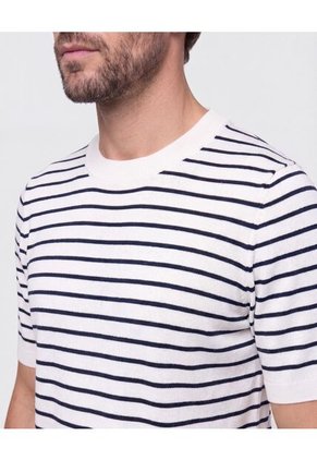 Camiseta Tejida Cuello Redondo Para Hombre Blanco Patprimo