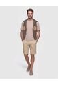 Camiseta Texturizada Cuello Redondo   Para Hombre Beige Patprimo de Patprimo