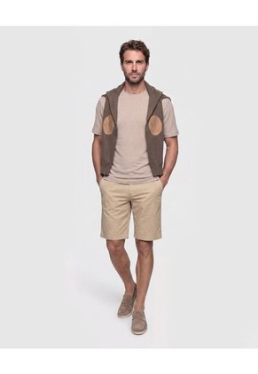 Camiseta Texturizada Cuello Redondo Para Hombre Beige Patprimo
