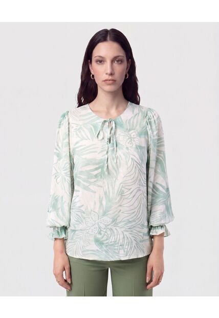 Blusa Con Cuello De Amarre   Para Mujer Verde Patprimo