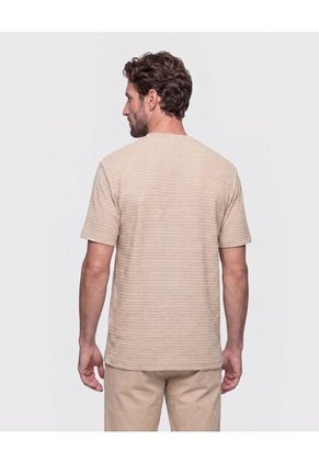 Camiseta Texturizada Cuello Redondo Para Hombre Beige Patprimo