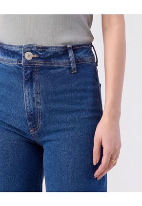 Jeans Corte Culotte De Tiro Alto   Para Mujer Azul Patprimo
