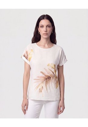 Blusa Manga Doblez Cuello Redondo Para Mujer Blanco Patprimo