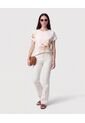 Blusa Manga Doblez Cuello Redondo   Para Mujer Blanco Patprimo de Patprimo