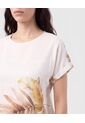Blusa Manga Doblez Cuello Redondo   Para Mujer Blanco Patprimo de Patprimo