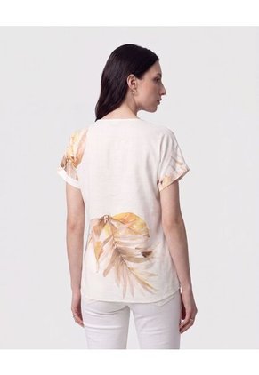 Blusa Manga Doblez Cuello Redondo Para Mujer Blanco Patprimo
