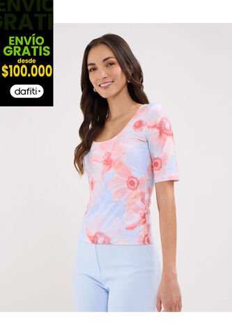 Camiseta Para Mujer Manga Corta Color Azul Claro Marca Patprimo #30093566 Patprimo