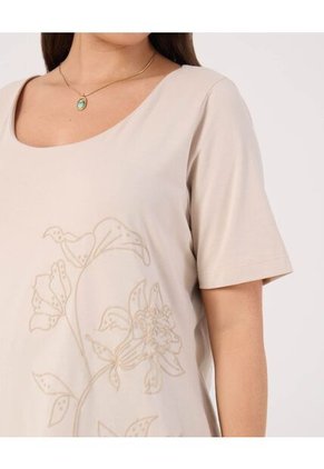 Camiseta Para Mujer Manga Corta Cuello Redondo Color Crema Marca Patprimo #14091426