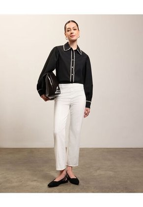 Camisa Unicolor Con Textura Para Mujer Crudo Patprimo
