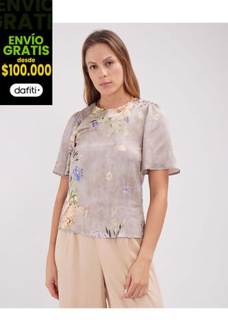 Blusa Para Mujer Manga Corta Color Gris  Marca Patprimo #30123246 Patprimo