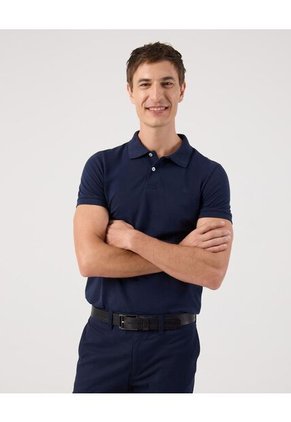 Polo Cuello Tejido Unicolor Para Hombre Azul Patprimo