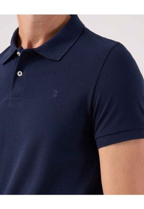 Polo Cuello Tejido Unicolor Para Hombre Azul Patprimo