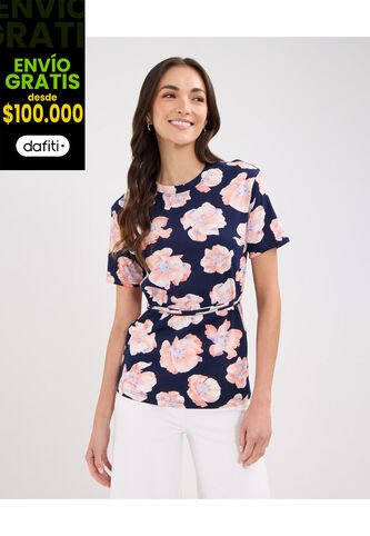 Camiseta Para Mujer Manga Corta Color Azul Oscuro Marca Patprimo #30093561 Patprimo