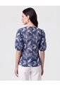 Blusa Cuello En V Manga Globo   Para Mujer Azul Patprimo de Patprimo