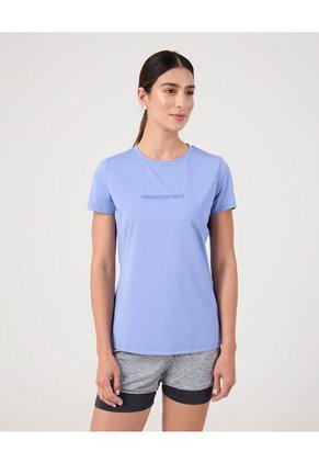 Camiseta Mc Unicolor Corta Con Screen Para Mujer Azul Patprimo
