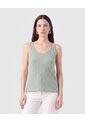 Camiseta De Tiras En Tejido De Punto   Para Mujer Verde Patprimo de Patprimo