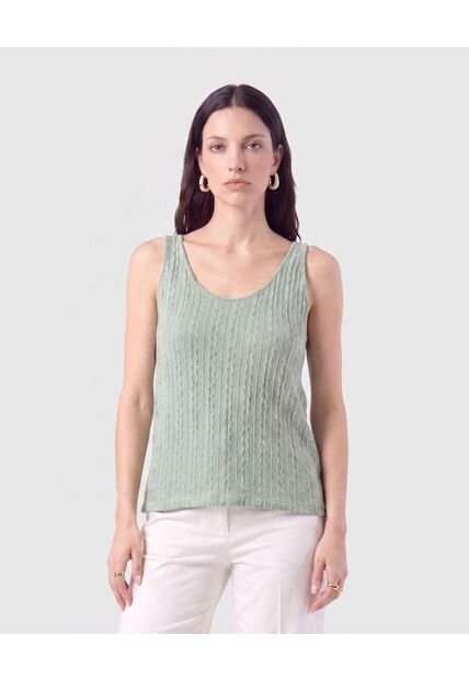 Camiseta De Tiras En Tejido De Punto   Para Mujer Verde Patprimo