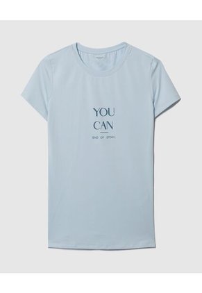 Camiseta Mc Unicolor Corta Con Screen Para Mujer Azul Patprimo