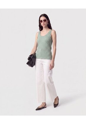 Camiseta De Tiras En Tejido De Punto Para Mujer Verde Patprimo