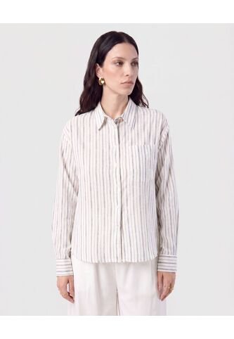 Camisa De Rayas Con Bolsillo   Para Mujer Azul Patprimo Patprimo