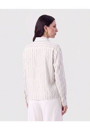 Camisa De Rayas Con Bolsillo Para Mujer Azul Patprimo