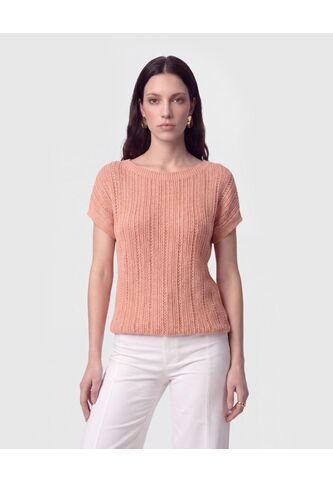 Camiseta En Tejido De Punto Calado   Para Mujer Rosa Patprimo Patprimo