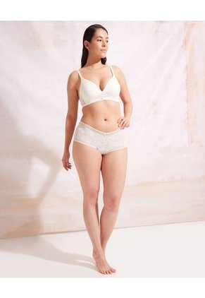 Panty Cachetero En Encaje Unicolor  Para Mujer Blanco Patprimo