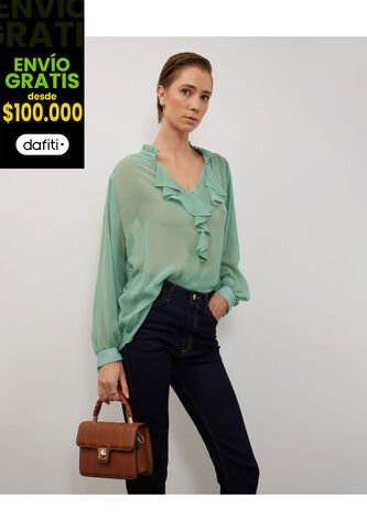 Blusa Para Mujer Manga Larga Color Verde  Marca Patprimo #30123253 Patprimo