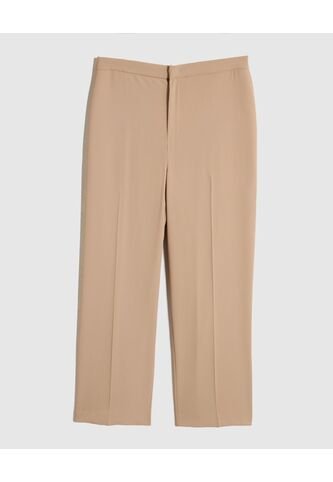Pantalón Recto Con Quiebre Marcado  Curvy  Para Mujer Café Patprimo Patprimo