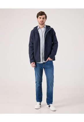 Chaqueta Unicolor Con Bolsillo En Frente Para Hombre Azul Patprimo