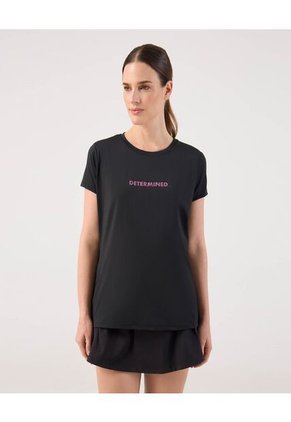 Camiseta Deportiva Con Estampado Para Mujer Negro Patprimo