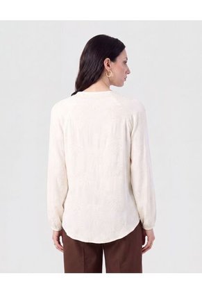 Blusa Botonadura Y Escote En V Para Mujer Beige Patprimo