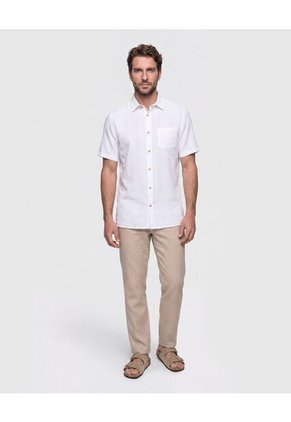 Camisa Manga Corta Texturizada   Para Hombre Blanco Patprimo