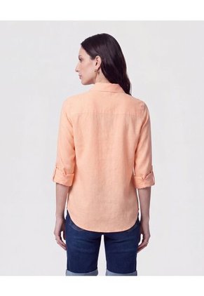 Camisa Con Unicolor Manga Larga Para Mujer Naranja Patprimo