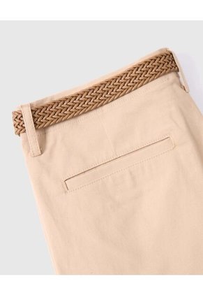 Bermuda Tipo Chino Con Cinturón   Para Hombre Café Patprimo