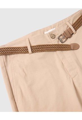 Bermuda Tipo Chino Con Cinturón   Para Hombre Café Patprimo