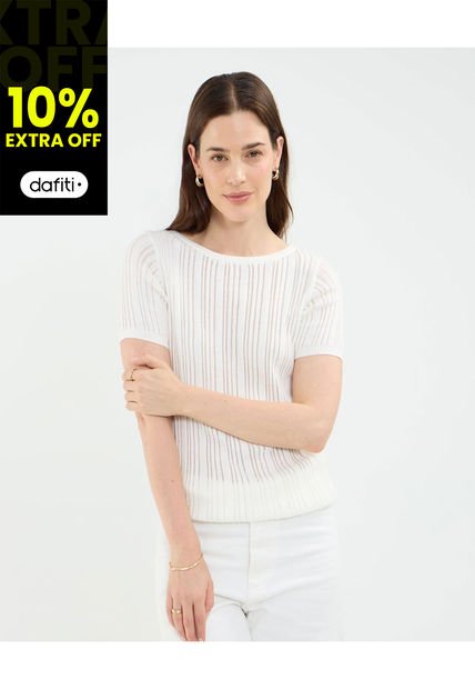 Camiseta Para Mujer Manga Corta Cuello Redondo Color Crudo Marca Patprimo #30093693