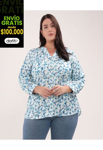 Blusa Para Mujer Manga Larga Color Azul  Marca Patprimo #14121338 Patprimo