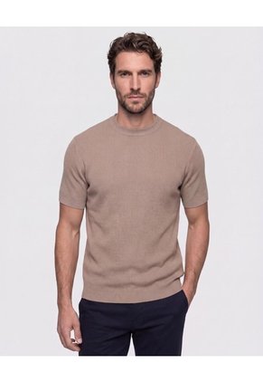 Camiseta De Tejido Acanalado Para Hombre Beige Patprimo