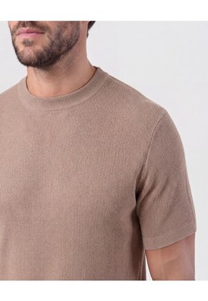 Camiseta De Tejido Acanalado Para Hombre Beige Patprimo