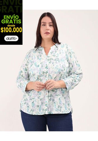 Blusa Para Mujer Manga Larga Color Azul  Marca Patprimo #14121342 Patprimo