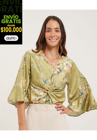 Blusa Para Mujer Manga 3/4 Color Verde Oscuro Marca Patprimo #30123190 Patprimo