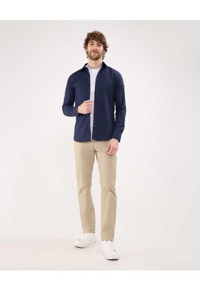 Camisa Para Hombre Manga Larga Sin Bolsillo Cuello Italiano Color Azul  Marca Patprimo #44012582